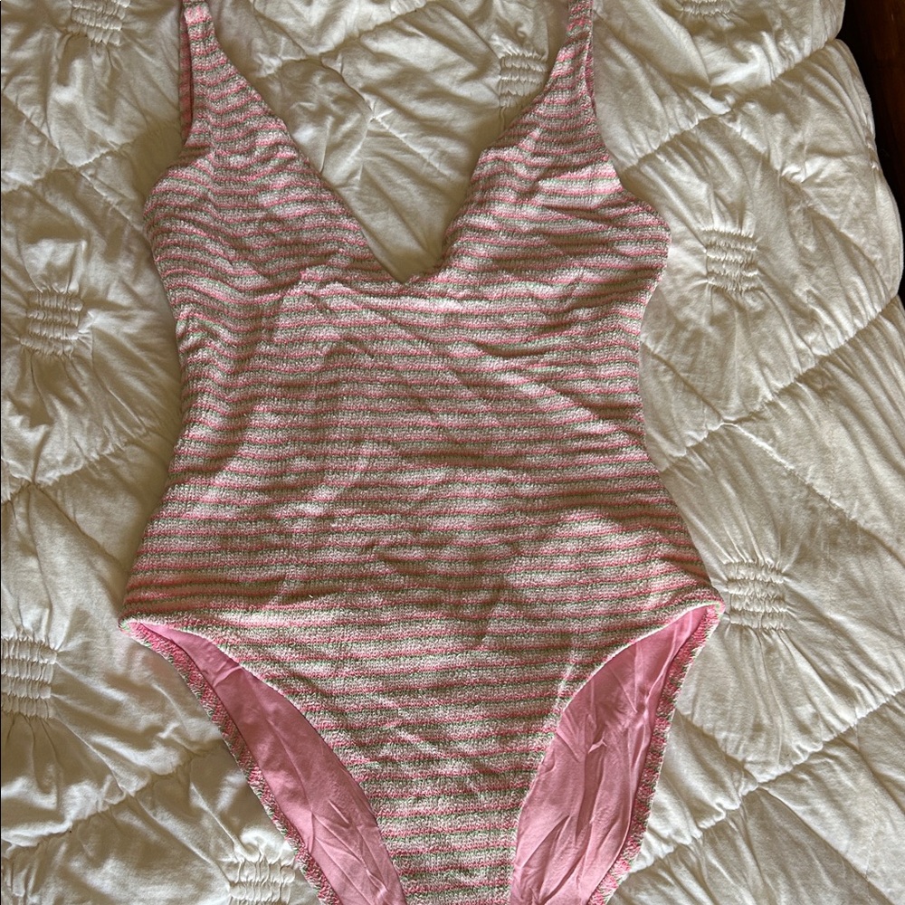 Top shop women’s scoop back Pink and mint Striped One-Piece Swimsuit